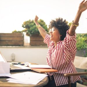 Woman reviewing retirement