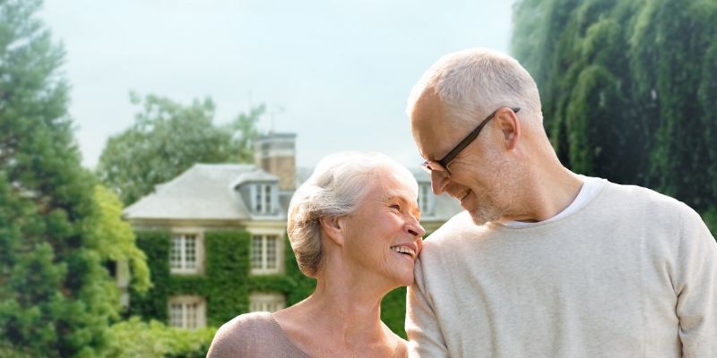 retired couple at their vacation home