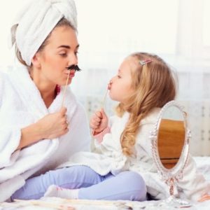 mom playing with daughter