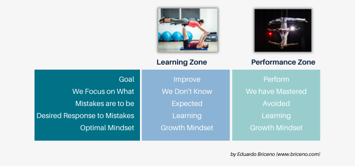 Learning zone and performance zone attributes
