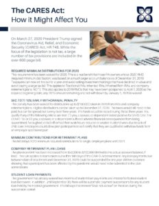 How the CARES act might affect you mission wealth