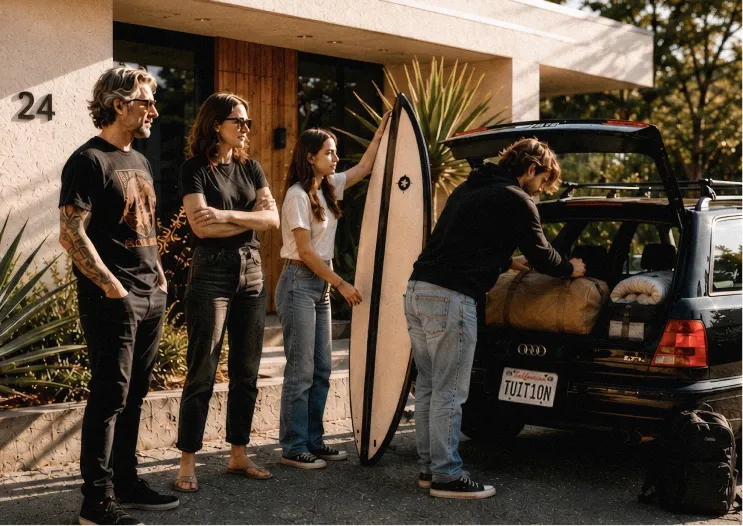 A family helps their oldest child pack up to move to college