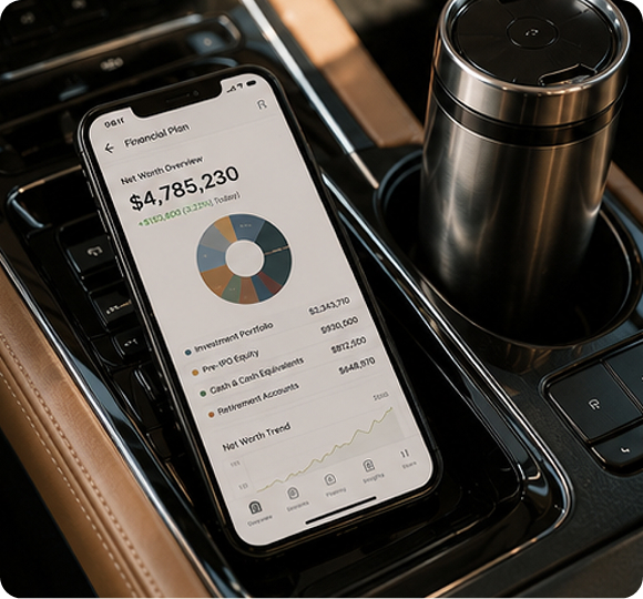 A financial report on a mobile phone