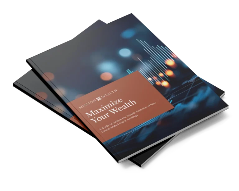 Guide on maximizing wealth through concentrated stock holdings, featuring a modern design and financial graphics.