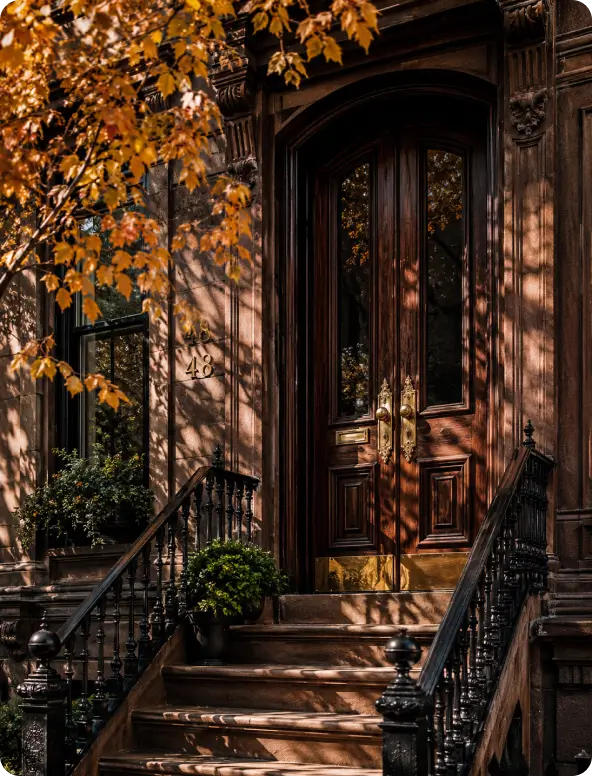 A Boston brownstone in the fall