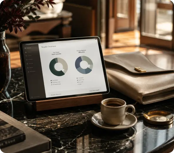 A customized portfolio report is reviewed in a laptop