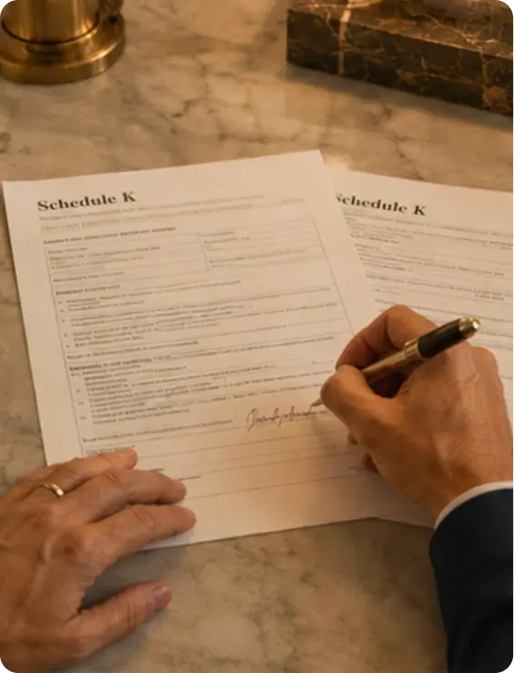 A client signing legal paperwork