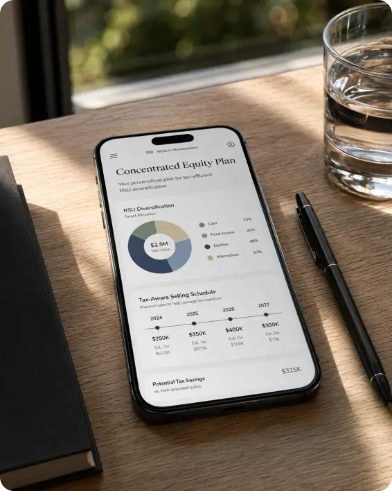 A stock investment report on a phone