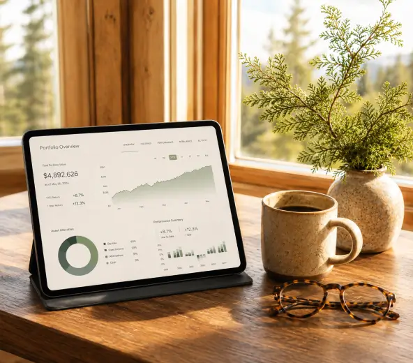 A retirement snapshot report on a sunlit desk